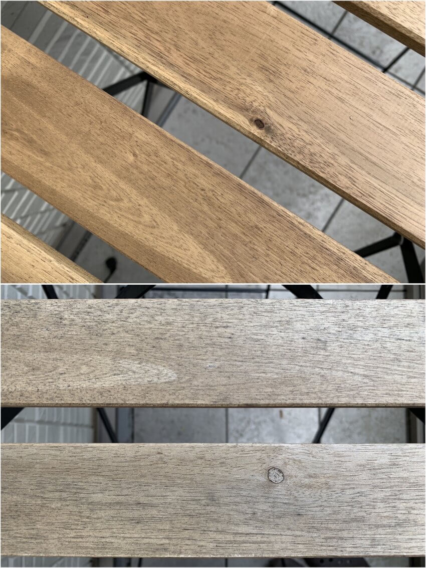 IKEA(イケア)_TARNO テルノー_ガーデンテーブルセット_木目経年変化 (1)