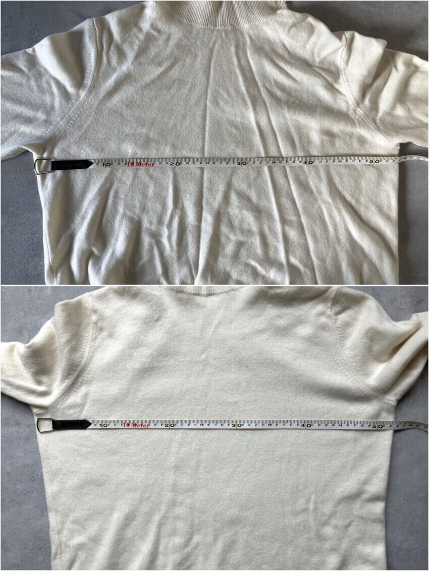 ユニクロのカシミヤセーターの洗濯前後の比較