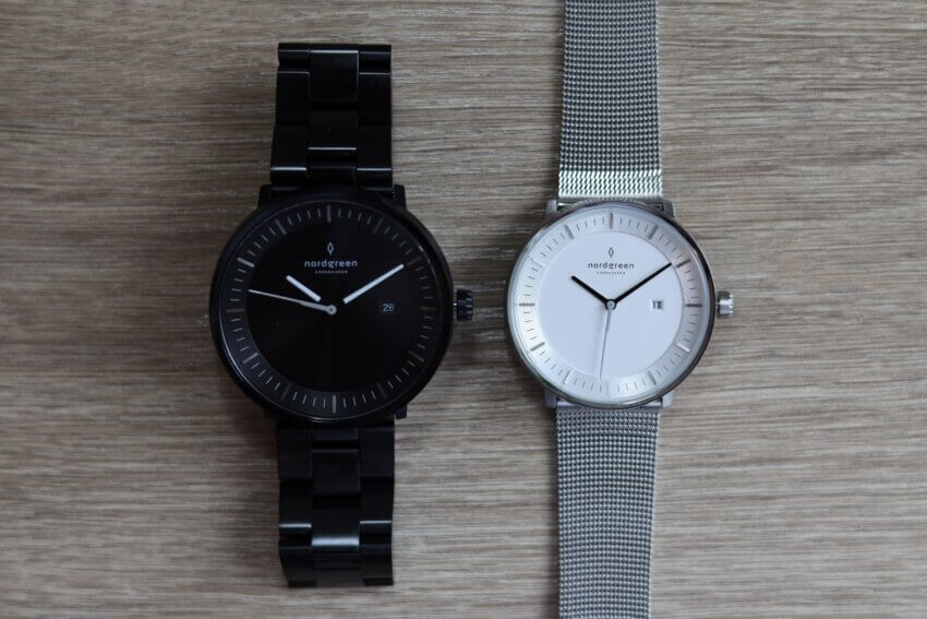 ノードグリーンの腕時計のサイズ比較（36mmと40mm）