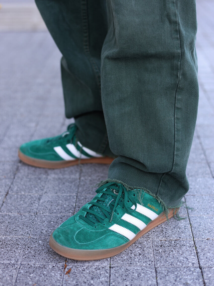 アディダスのガゼルインドアのグリーンのサイズ感・着用感