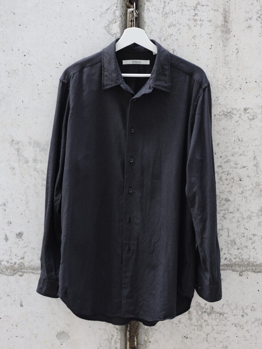 TOKIARI（時在服飾設計）のシャツ「HIKARU（ブラック）のリネンシルク「洗濯後の状態」