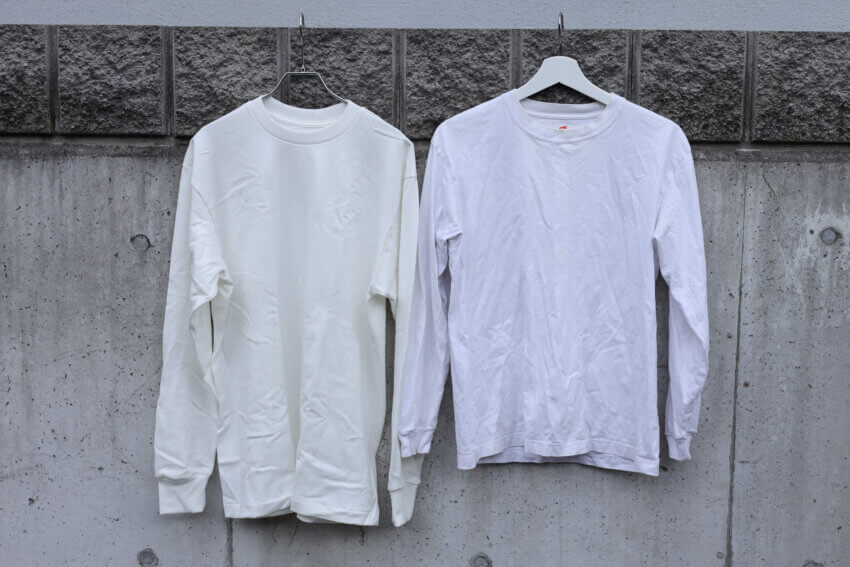 ヘインズのSHIROとビーフィーTシャツの色味の違い