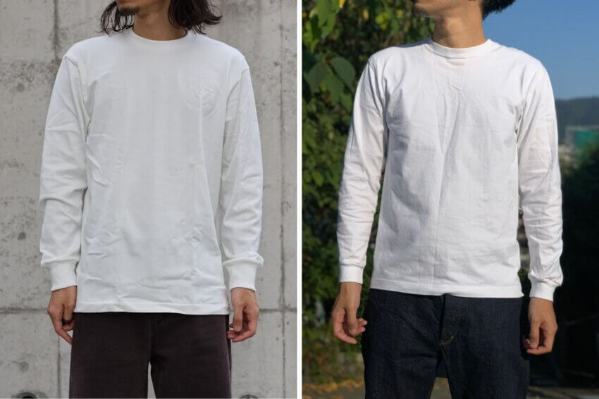 ヘインズのSHIROとビーフィーTシャツのサイズ感の違い