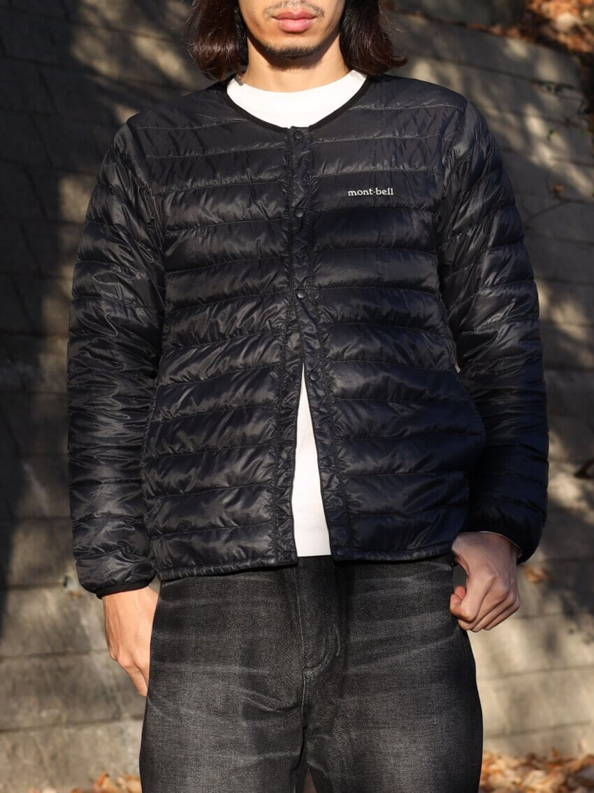 モンベルのスペリオダウン ラウンドネックジャケットのコーデ