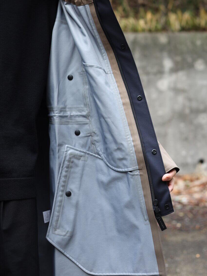 ジュンミカミ×ワイルドシングスの３レイヤーコートの3層生地