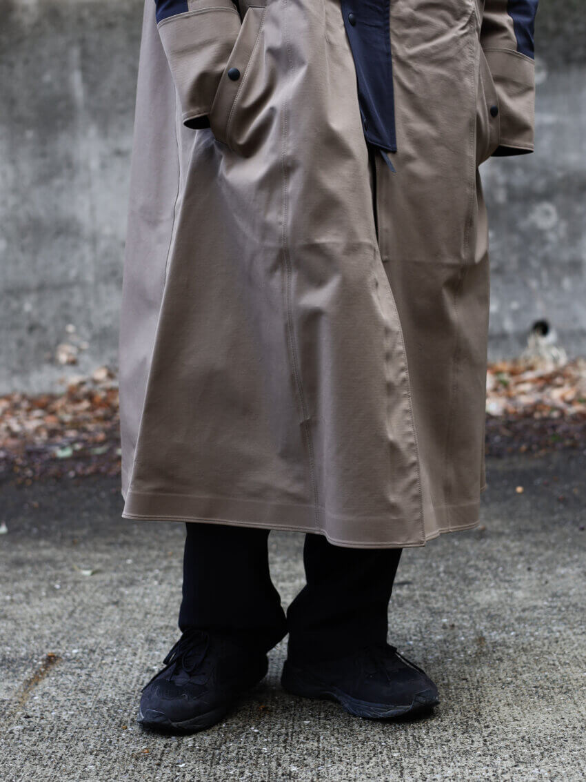 ジュンミカミ×ワイルドシングスの３レイヤーコートのサイズ感・着用感