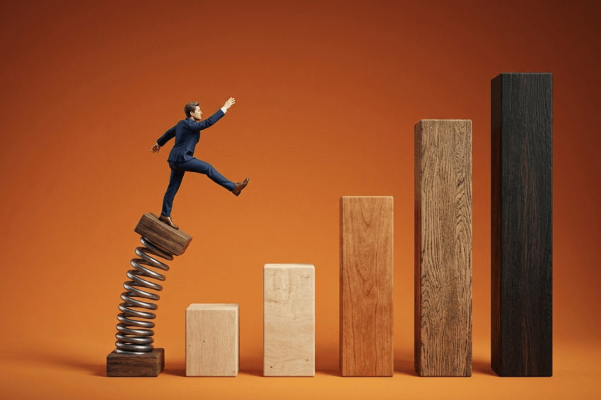 ステップアップする男性